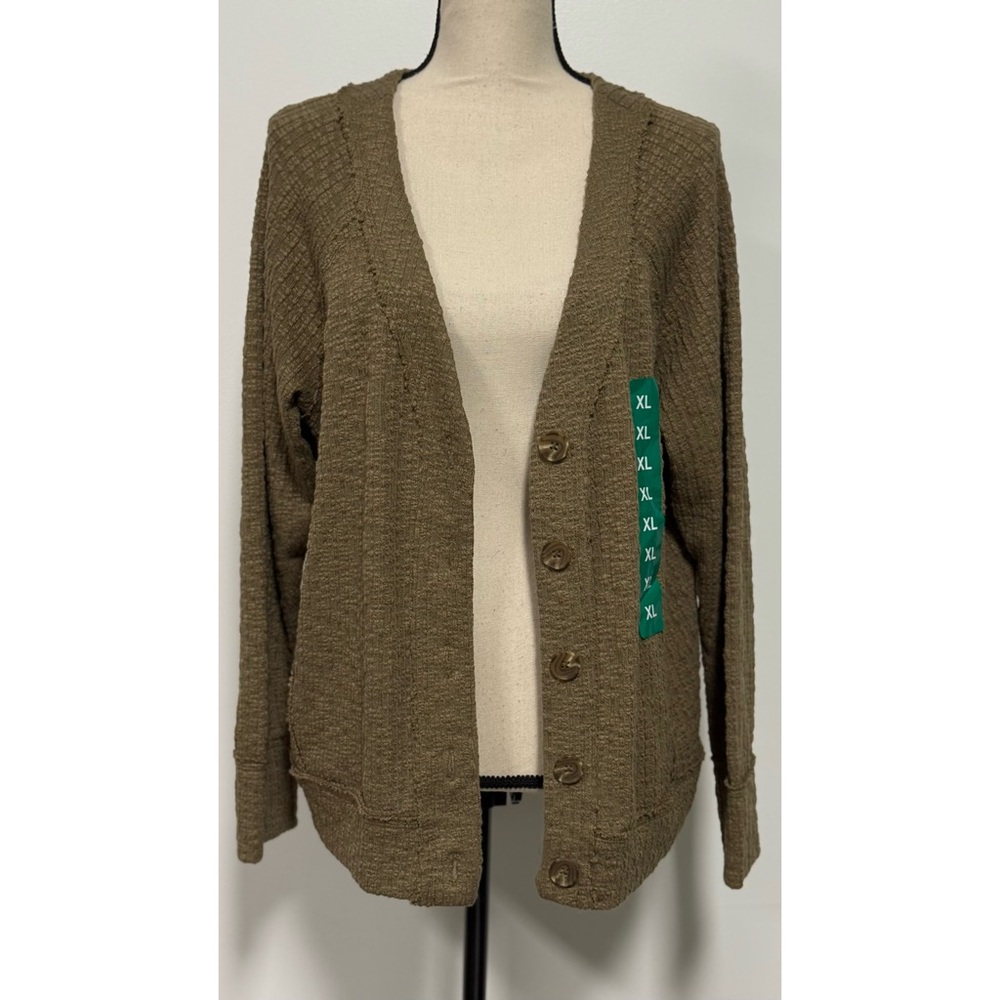 Two By Vince Camuto V-Neck Cardigan Sweater Green Size XL